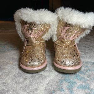 💖💖 Juicy Couture Toddler Girls Size 5 Pink Glitter Boots with the Fur 💖💖